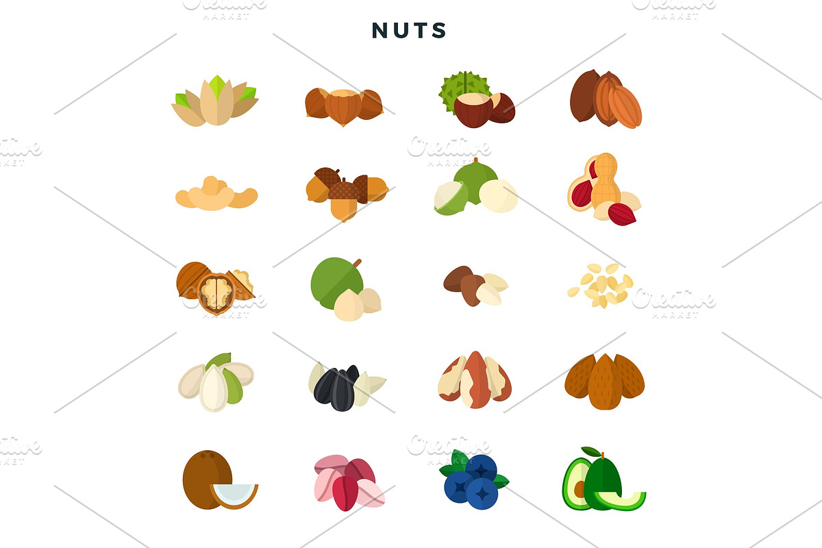 Nuts of all kinds. Set of various, a Food Illustration by Mountain Brothers