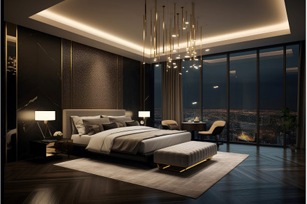 Luxury apartment bedroom. Generate, an Architecture Photo by Ylivdesign