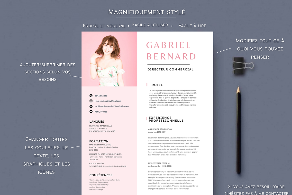 Cv francais, Modèles de CV Simples, a Resume Template by Climbwithelevator (Photo 2 of 7)