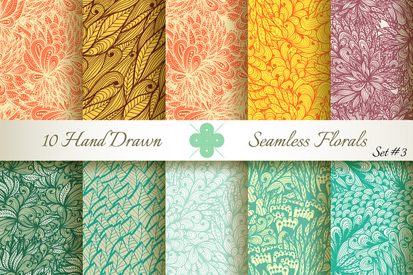 10 Ornate Seamless Florals. Set 3