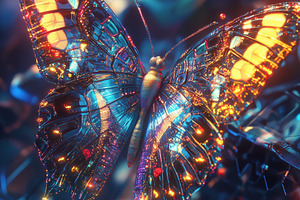 A vibrant, digitally rendered butterfly with glowing patterns and intricate det, an Animal Photo by Textures & Backgrounds