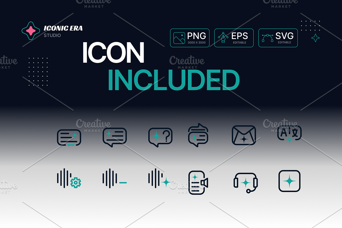 AI Chatbot Line Icon Set, an Outline Icon by Iconic Era (Photo 3 of 4)