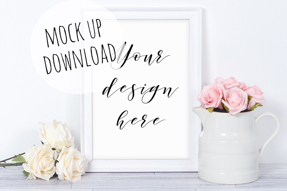 White Frame Mockup Styled Scene, a Print Template by Pixomize (Photo 1 of 2)