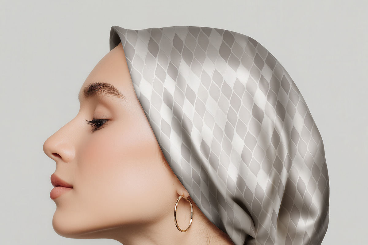 Silk Headscarf Mockup – Model (PSD), a Hat Mockup by 1001 mockups (Photo 3 of 9)