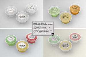 Clear Round Sauce Containers Mockup