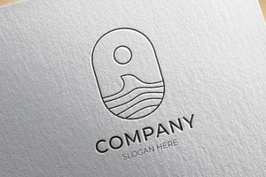 Minimalist beach wave logo