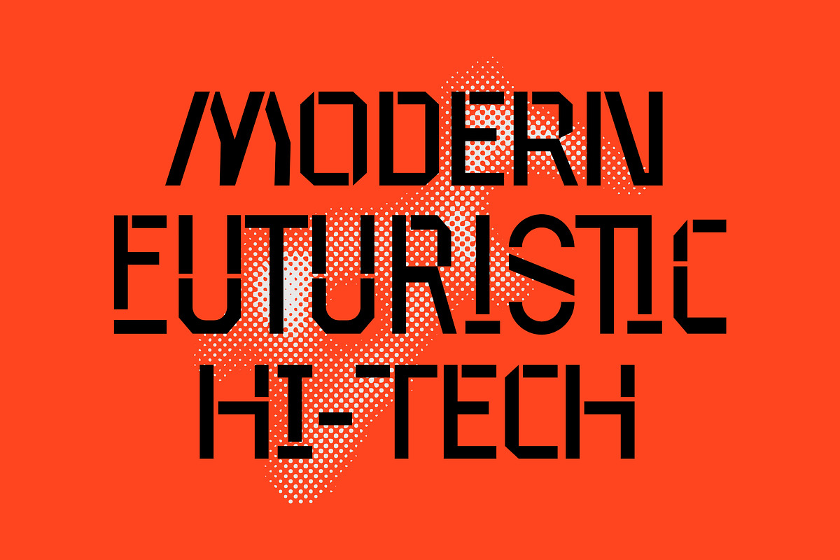 Tronx - Modern Futuristic Stencil, a Sans Serif Font by Imoodev (Photo 6 of 10)