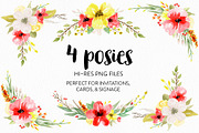 Watercolor Flower Set - Red & Yellow, an Illustration by foxandhazel (Thumbnail 4 of 6)