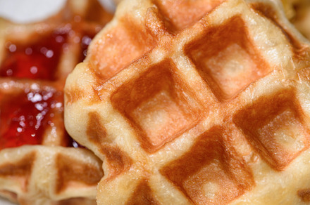 Close up of fresh waffles delicious sweet