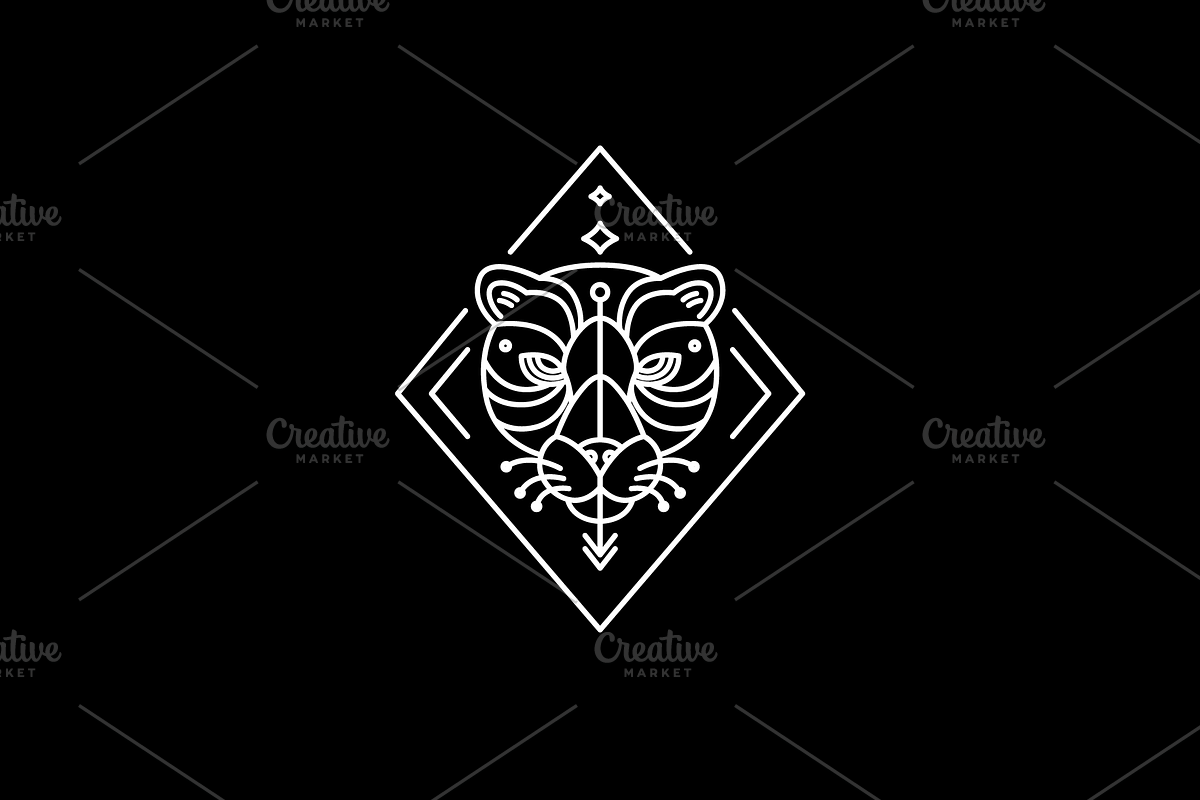 cool leopard head hipster art logo, a Branding & Logo Template by devastd