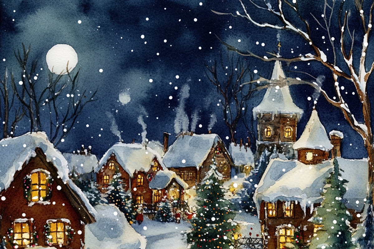 Watercolor Cozy Christmas Village, a Background Graphic by Printable Treasure (Photo 8 of 9)
