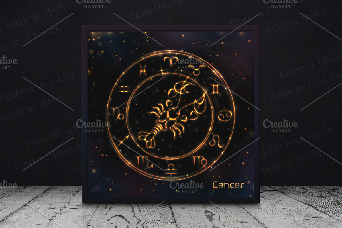 SET / GOLDEN ZODIAC SIGNS / VECTOR, an Animal Illustration by Nadin_Lebedeva (Photo 9 of 17)