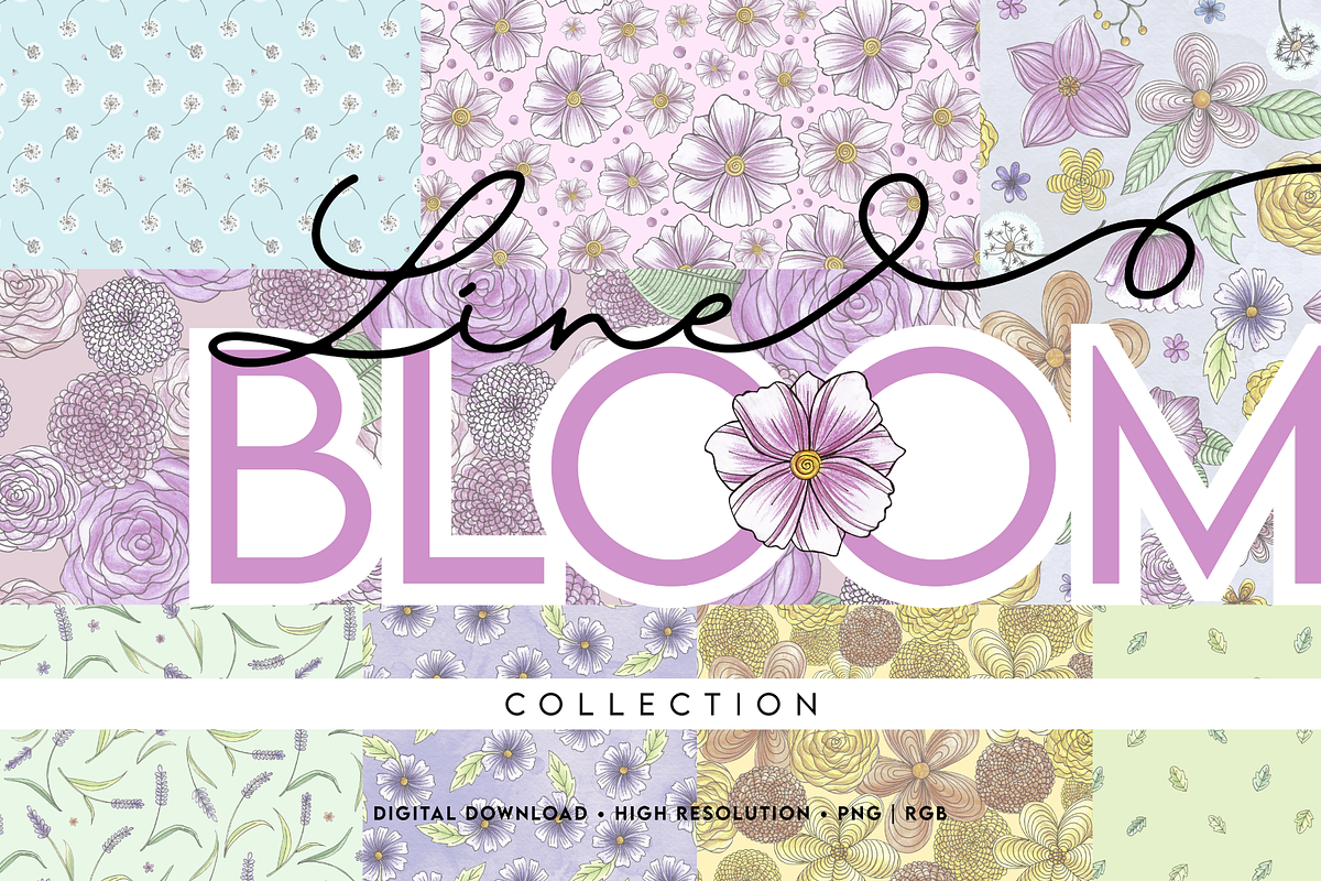 LINE BLOOM | Pattern Collection, a Pattern Graphic by LiSA Creative Mood (Photo 1 of 10)