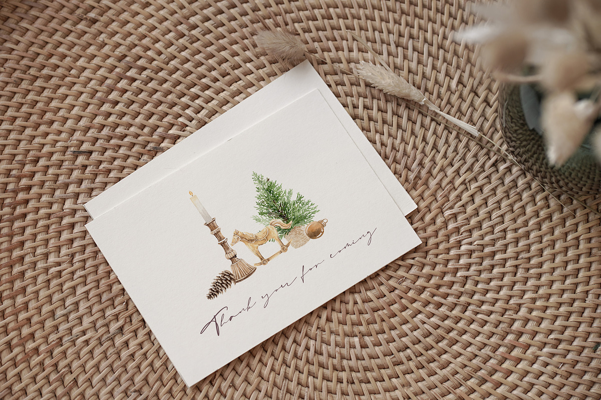 Gold Christmas Watercolor Clipart, a Decorative Illustration by Beigetime (Photo 9 of 18)