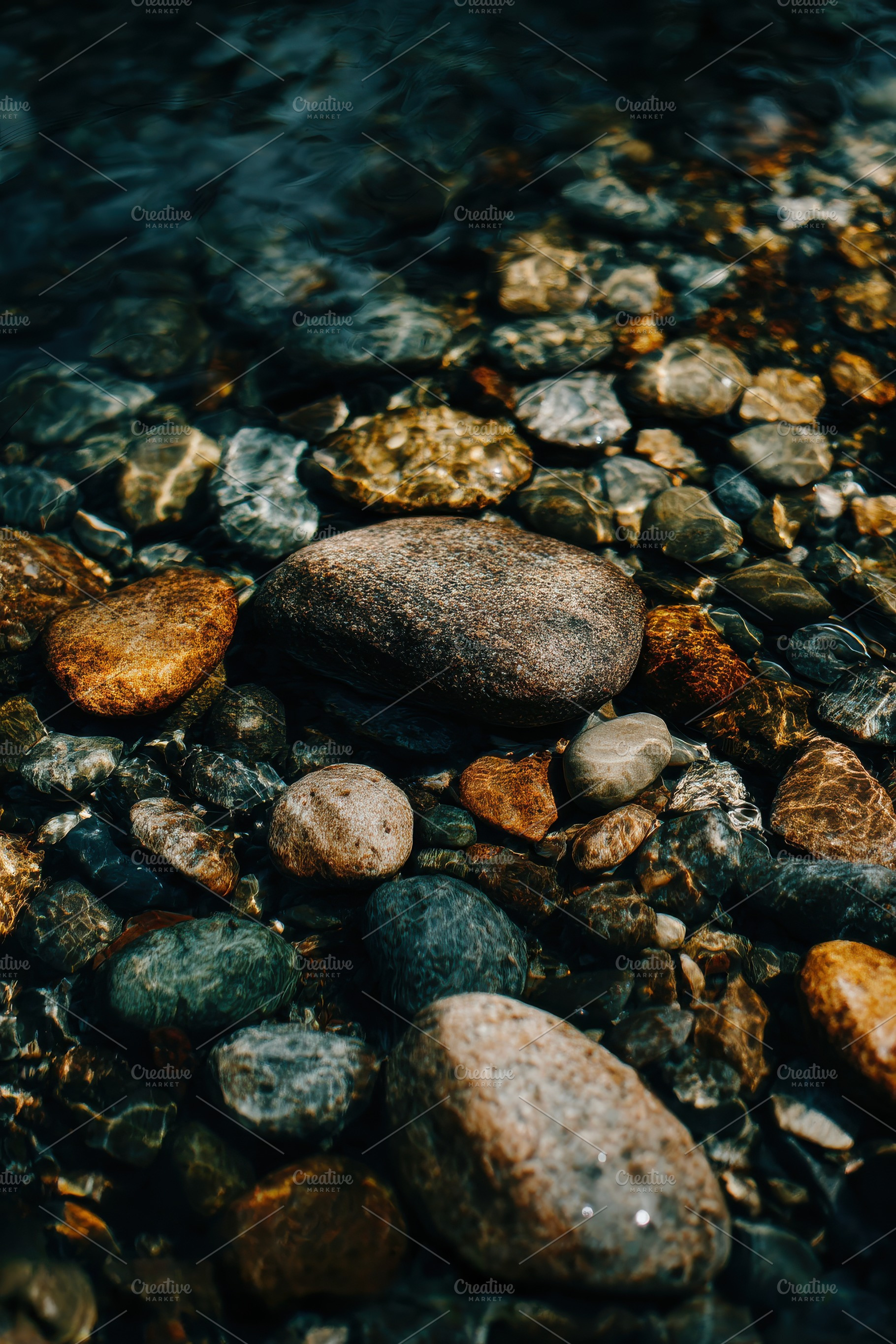 Pebbles in Mountain Stream, a Nature Photo by Virgo Studio