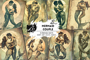Vintage Mermaid Couple, Paper Print, a Person Illustration by Digital Art Mahdiseño (Thumbnail 1 of 9)