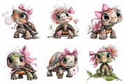 Tiny Turtle with Pink Bow Clipart, an Illustration by Daily.Designs (Thumbnail 3 of 6)