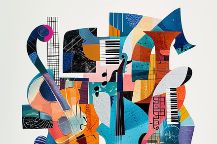 Collage of musical instruments