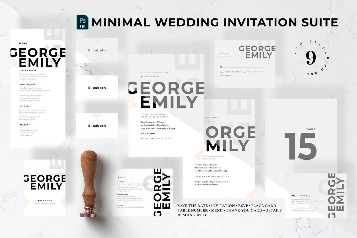 Minimal Wedding Invitation Suite, an Invitation Template by Azka Creative (Photo 1 of 5)