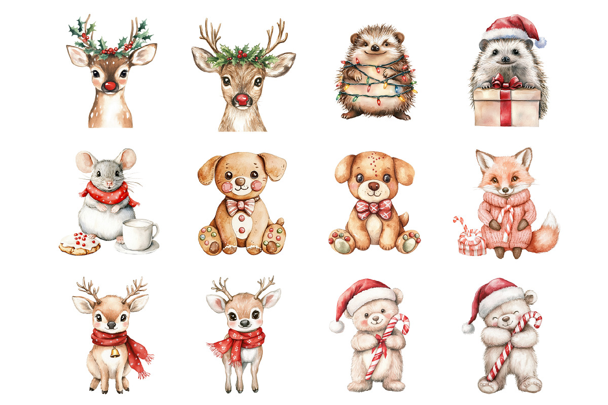 Christmas Cute Characters Animals, an Illustration by Design Market (Photo 3 of 3)