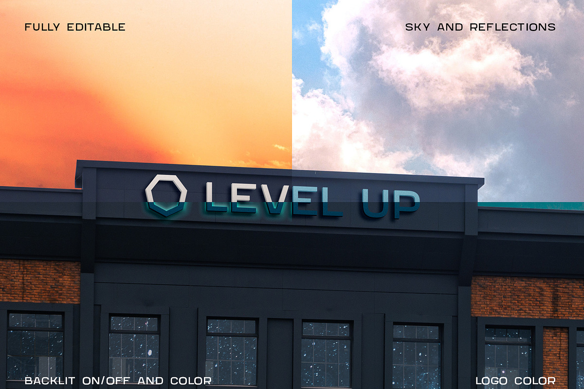 2 Logo on building mockup, a Product Mockup by Level up (Photo 2 of 5)