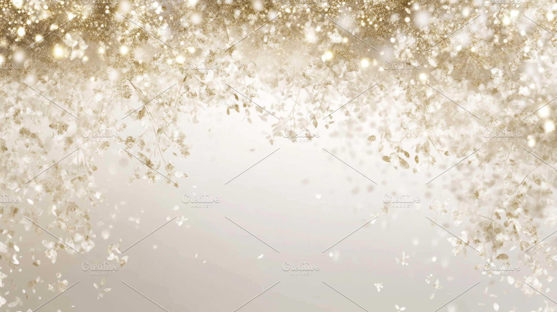 Elegant Gold and White Bokeh Background with Sparkling Lights, an Abstract Photo by Natalia Klenova's Shop