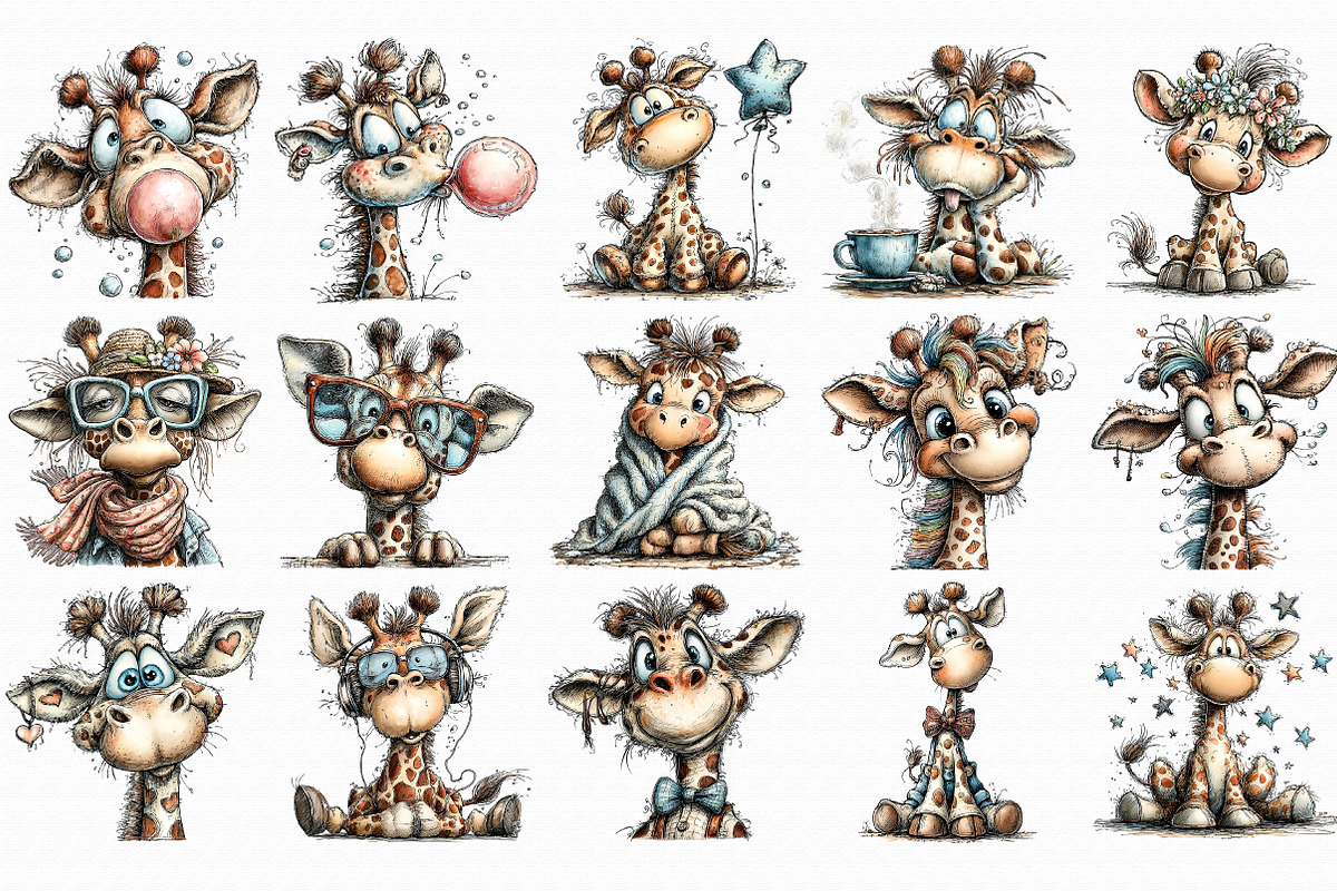 Cute Stylish giraffe clipart, an Illustration by Libby Wishes (Photo 2 of 7)