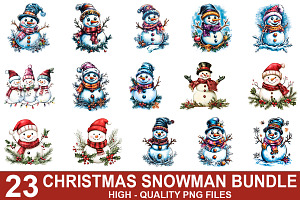 Christmas Snowman Clipart Bundle, an Illustration by crative8112