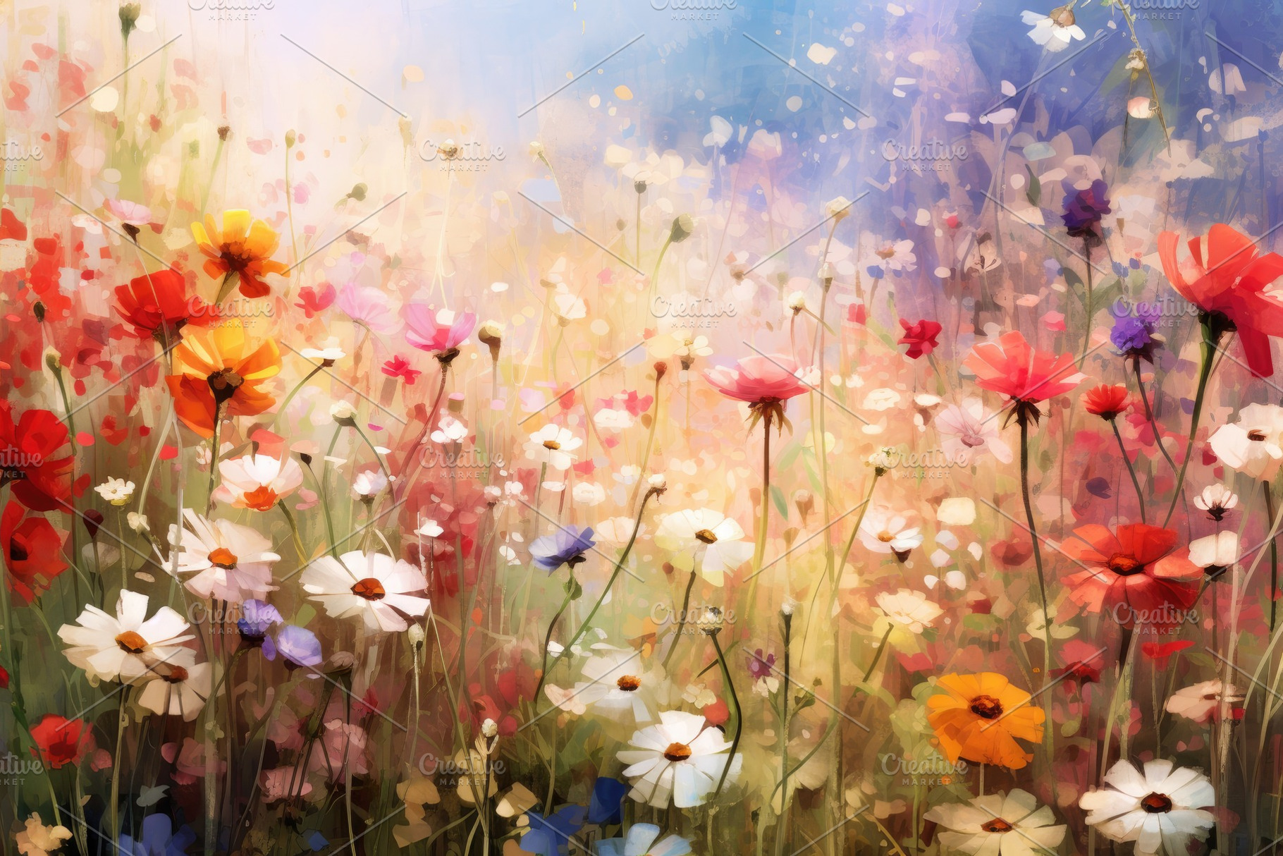Flower meadow with clouds and sky ba, a Photo by Iftikhar Alam