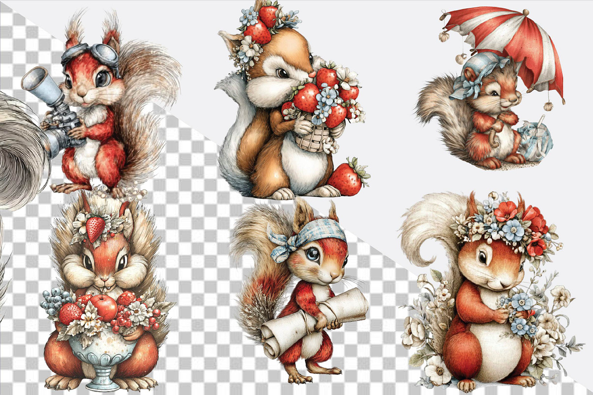 Whimsical Funny Summer Squirrel Clip, an Animal Illustration by SVGArt (Photo 2 of 9)