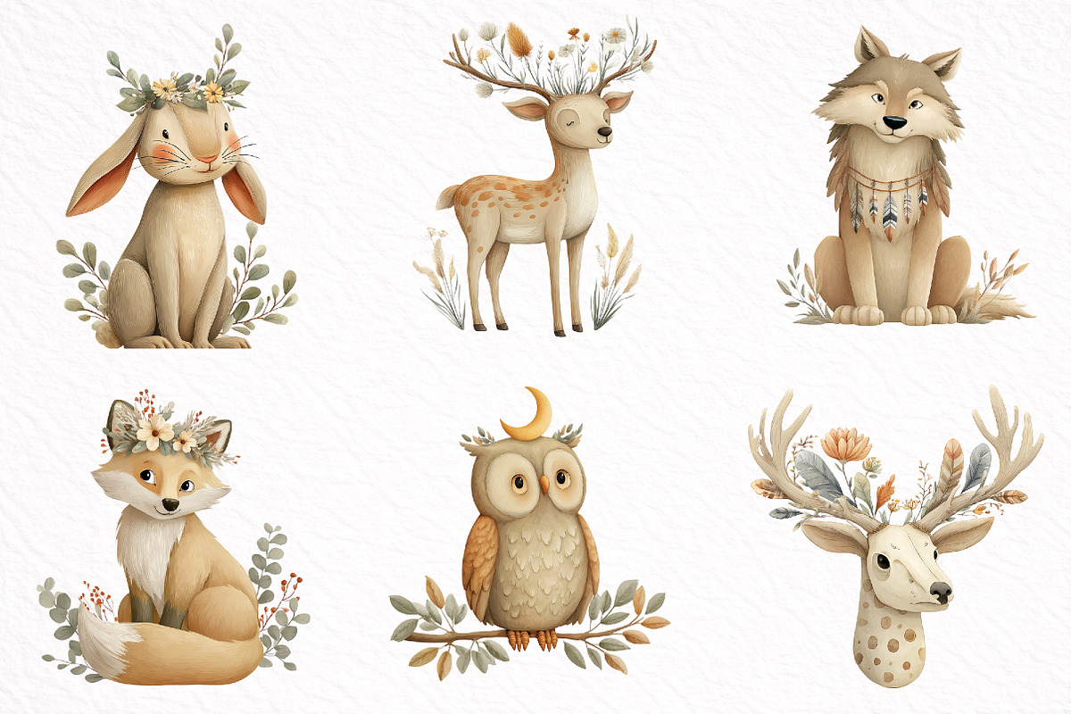 Boho Woodland Clipart, an Illustration by DreamArtGraphic (Photo 7 of 8)