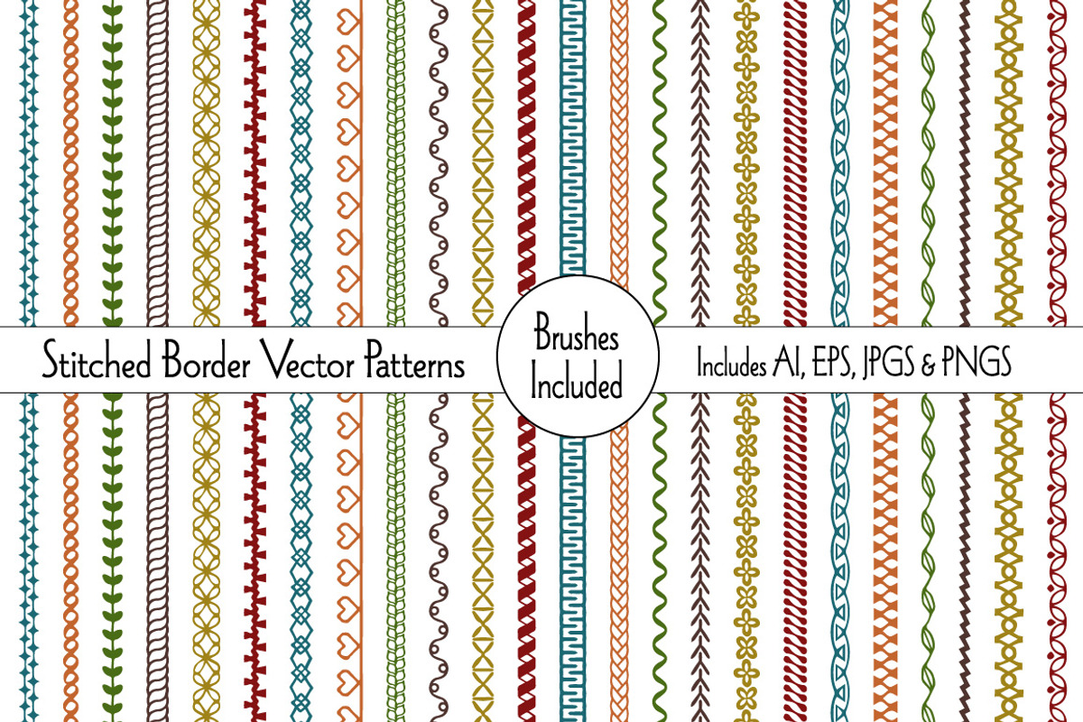 Stitched Border Vector Patterns, a Pattern Graphic by Melissa Held Designs (Photo 1 of 5)