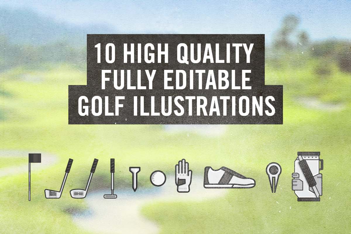 10 High Quality Golf Illustrations, an Illustration by Fresh Pressed Fonts (Photo 1 of 3)