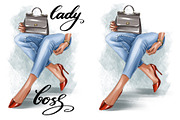 Lady boss clipart, Legs in jeans png, a Work Illustration by KupalinaArt (Thumbnail 2 of 8)
