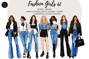 Fashion Girl 61 Watercolor Clipart, a Person Illustration by Parinaz Wadia Design