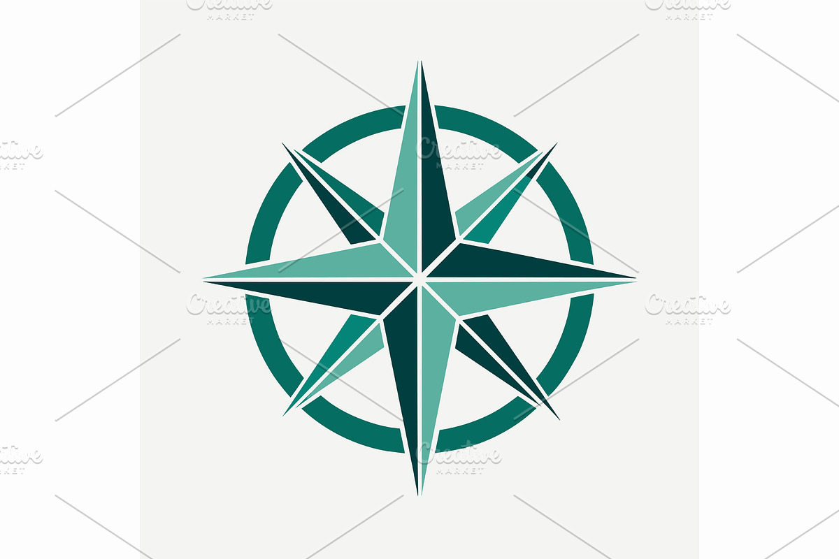 Green and White Compass on White Bac, a Graphic by Iftikhar Alam