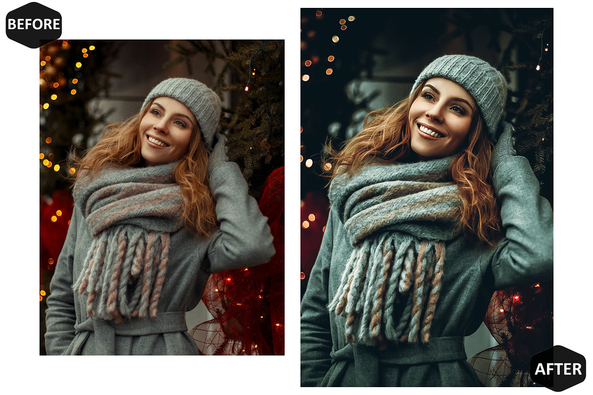 12 Festive Xmas Photoshop Actions, an Action Add-On by Hue Palettte Studio (Photo 6 of 8)