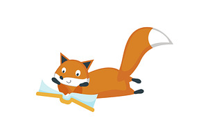 Red fox reading book vector icon, an Animal Illustration by SiberianArt
