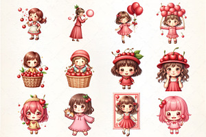 Cherry Girl Postage Stamps Sublimati, an Illustration by CrexoraLab