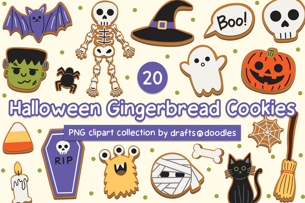 Halloween Gingerbread Cookies, a Food Illustration by Drafts n Doodles (Photo 1 of 3)