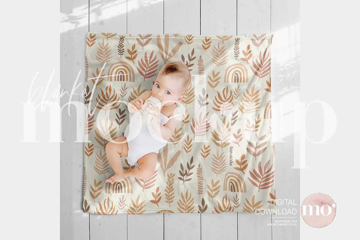Square baby blanket mockup, a Product Mockup by MoMockups (Photo 5 of 6)