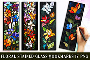 Floral Stained Glass Bookmarks, an Illustration by Watercolor design (Thumbnail 1 of 3)