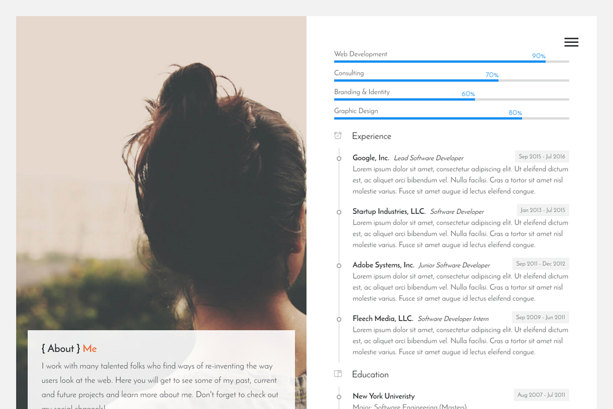 Sawyer - Personal Resume & Portfolio, a Bootstrap Template by FWPolice (Photo 4 of 6)