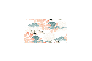 Crane Birds & Peony With Cloud