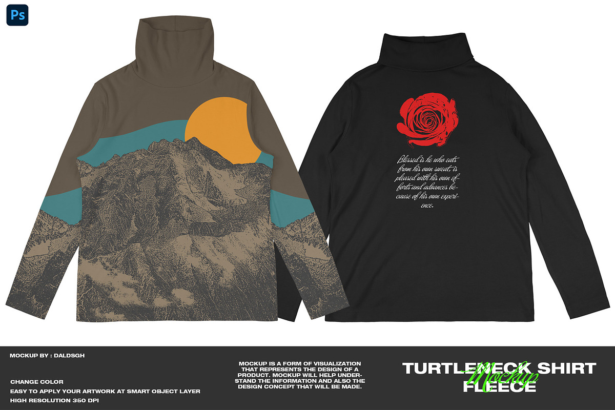 Turtleneck Shirt Fleece - Mockup, a Shirt Mockup by DaldSgh (Photo 1 of 12)