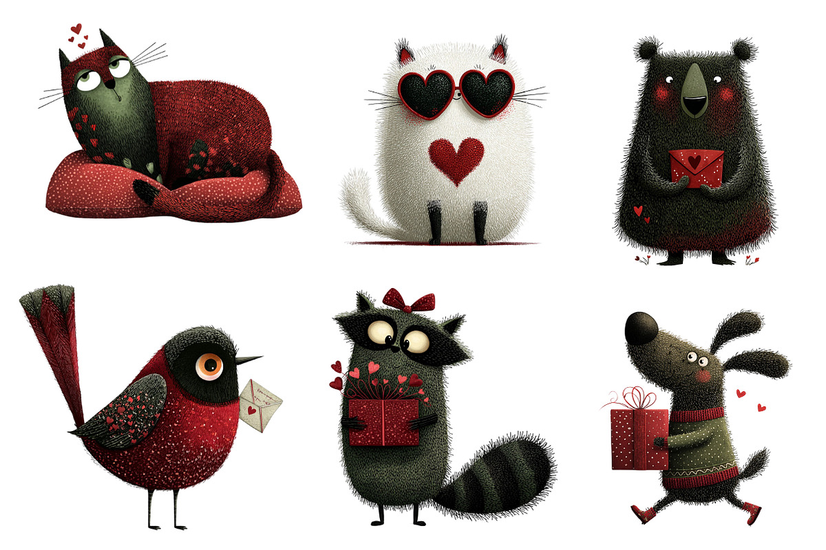 Whimsical Valentine Animals Clipart, an Illustration by Dream Creation (Photo 6 of 8)