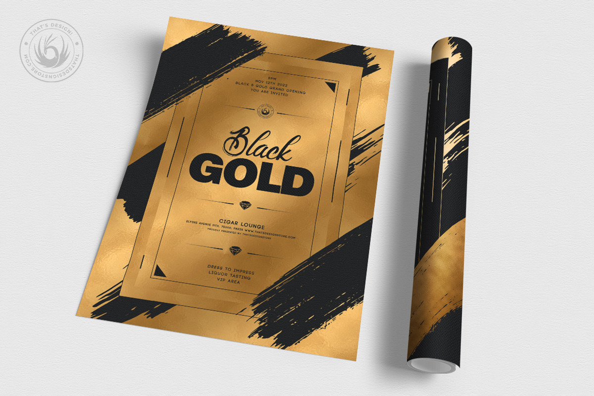 Black and Gold Flyer Template V15, a Flyer Template by ThatsDesignArt (Photo 3 of 7)