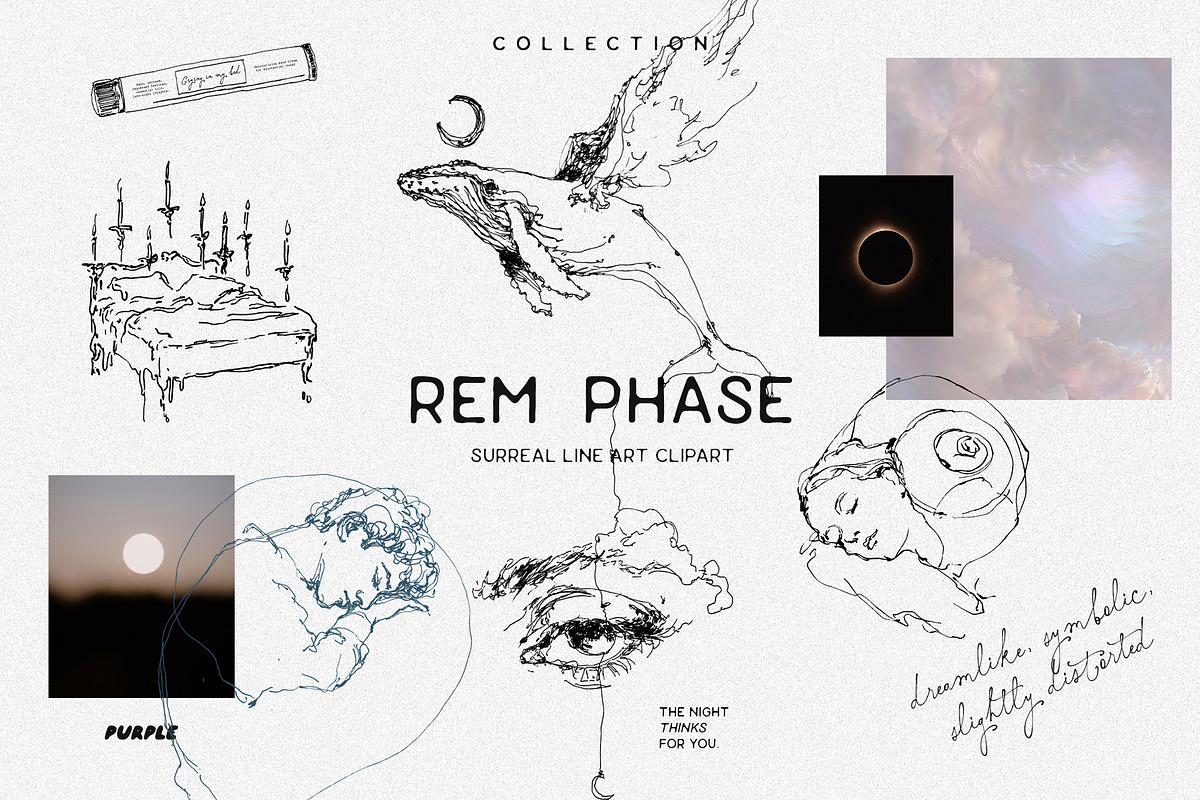 REM Phase: Surreal Line Art Clipart, a Healthcare Illustration by Purple (Photo 1 of 9)