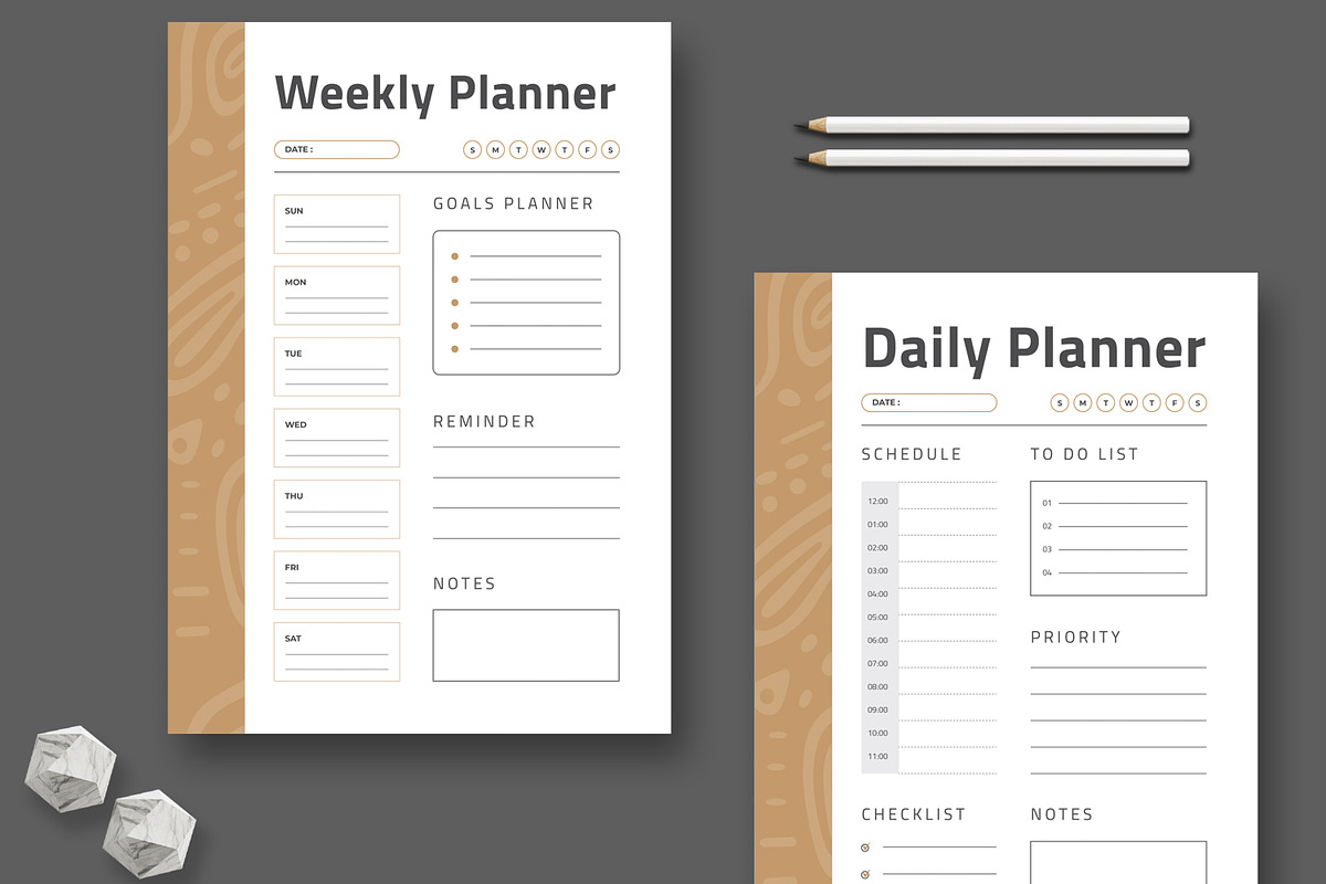 Daily And Weekly Planner Layout, a Stationery Template by MightyDesign (Photo 1 of 8)