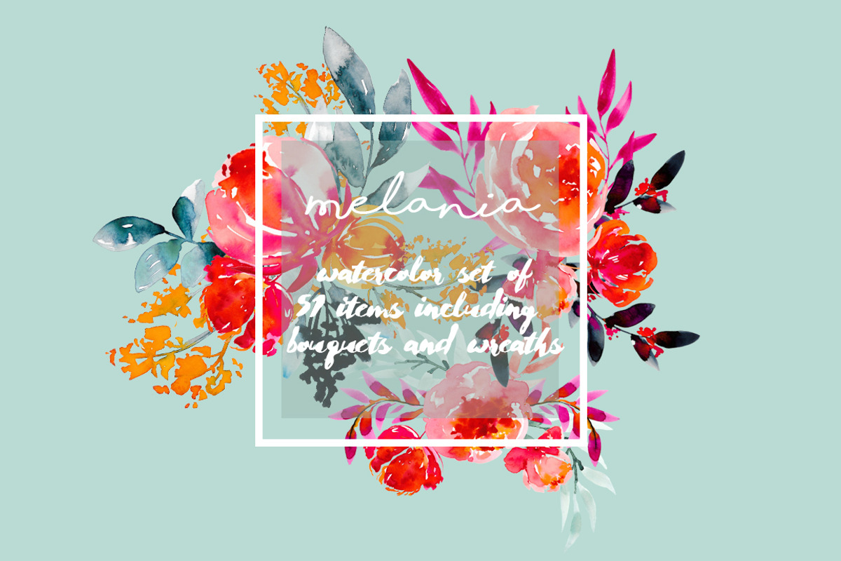 Melania - watercolor floral set, an Illustration by Charushella (Photo 1 of 5)